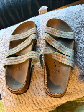 Birkenstock Women's Pastel Striped Three- Strap Sandals